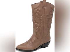 Soda Red Reno Western Cowboy Pointed Toe Knee High Pull On Tabs Boots color brown Size: 9 33