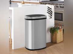 Furniture of America Verbena 13 Gallon Metal Household Trash Can Motion Sensor Lid for Kitchen, White 97