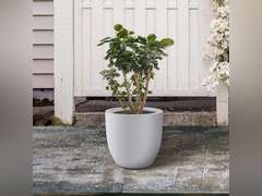 Kante Round Concrete Planter, Pure White, 10" W 28