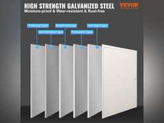 VEVOR Metal Access Panel for Drywall Ceiling, 16 x 16 Inch Plumbing Access Doors with Cam Latch Lock, Heavy-Duty Steel Wall Hole Cover, Easy Install Removable Hinged Panel for Wiring & Cables, Silver 29