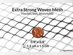 AlpineReach Garden Netting 7.5 x 65 ft Heavy Duty Bird Net, Deer, Plant Protection Extra Strong Woven Mesh, Reusable Kit with Zip Ties, Animal Fencing for Fruits Trees, Black 30