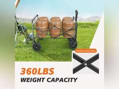 Sweetcrispy Collapsible Foldable Wagon Cart, Large Capacity Garden Cart with Wheels, Heavy Duty Utility Grocery Wagon with Drink Holders for Shopping Sports Camping, Large Black 107