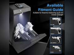 2 guns capacity GUN Safe Biometric Pistol Safe Drop Down Handgun Safe Wall Mounted Double Gun Safe for Handgun with Fingerprint Passcode Key 3 Ways Quick Access Car Gun Safe for Desk,Nightstand 113