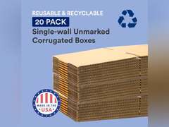 BOX USA Pack of 20 Medium Moving Boxes 18" L x 14" W x 12" H 46