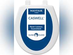 Mayfair 880SLOW 000 Caswell Toilet Seat Will Slowly Close and Never Loosen, Round, Long Lasting Plastic, White 36