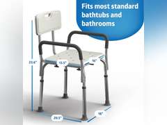 Medline Shower Chair Bath Seat with Padded Armrests and Back, Great for Bathtubs, Supports up to 350 lbs, 1 Count 86