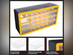 Stalwart 30-Drawer Plastic Small Parts Organizer - Desktop or Wall Storage Drawers for Organizing Hardware, Crafts, Garage, or Classroom, Yellow 36