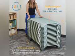ECR4KIDS Cozy Cot Trolley, Classroom Mobile Cot Storage Cart, Preschool Rest Time Nap Cot Dolly, Stacking Cot Cart, Lightweight Storage Rack Stacking Cozy Cots (Cots Sold Separately) 57
