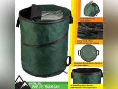 Wakeman Outdoor Trash Can - 46-Gallon Collapsible Garbage Can with 3 Stakes - Pop Up Trash Can for Camping, Storage, or Yard Waste Outdoors (Green) 18