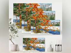 Stream In The Winter Forest I Lake House Canvas Wall Art 28