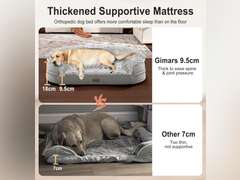 Gimars 3.7in Ultra Thick Orthopedic Dog Beds for Large Dogs,Soft Egg Foam Dog Sofa Bed, 28D Crate Foam Washable Cover, Waterproof Lining Supportive Half-Round for Aging Dogs 41.3x32.6x7.7in 55