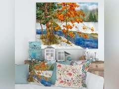 Stream In The Winter Forest I Lake House Canvas Wall Art 28