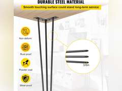 Happybuy Hairpin Table Legs 20" Black Set of 4 Desk Legs 880lbs Load Capacity (Each 220lbs) Hairpin Desk Legs 3 Rods for Bench Desk Dining End Table Chairs Carbon Steel DIY Heavy Duty Furniture Legs 14