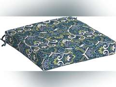 Arden Selections Outdoor Seat Cushion 21 x 21, Sapphire Aurora Blue Damask 45