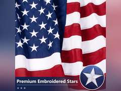 American Flag for Outside 6x10 Ft - TearProof Series Outdoor US Flags - Long Lasting, Fade Resistant - Thick Spun Polyester USA Banner - High Wind - Embroidered Stars, Sewn Stripes, Brass Grommets 70