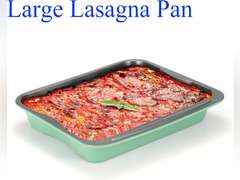 Monfish Turkey Roasting Pan for oven, Green large Lasagna Pan Rectangle Cake Pan 16 x 14 inches Carbon Steel Wavy bottom 21