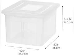 IRIS USA Plastic File Organizer Box for Letter/Legal File, BPA-Free Plastic Storage Bin Tote Organizer with Durable and Secure Latching Lid, Stackable and Nestable, Clear 33L (35 US Qt) 3 Pack 36