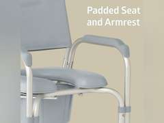 Medline aluminum padded shower chair commode with 4 locking casters 190