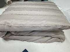 JELLYMONI Duvet Cover Queen Size Light Khaki - 3PCS Boho Striped Duvet Cover Set Polyester Tufted Bohemian Textured Comforter Cover 90 90in with Corner Ties & Zipper and 2 Pillowcases 42