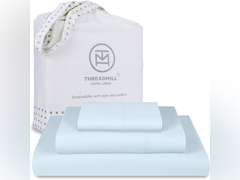 Threadmill Home Linen Cotton Twin XL Size Bed Sheet Set Sateen 16 Deep Pocket 3 Pc Light Blue 44