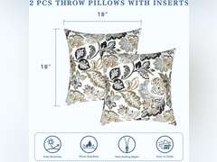 LVTXIII Outdoor/Indoor Throw Pillows, Decorative Throw Pillows with Inserts, 18"x18" Square Pillows for Bed, Couch, Sofa and Patio Furniture, Set of 2, Dailey Tan 43