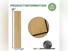 Floor Tiles Peel and Stick Vinyl Floor 36 x 6 inch Cover 54 Sq.Ft, 36-Pack, Luxury Self Adhesive Waterproof Flooring Planks DIY for Bedroom, Kitchen, Living Room, RV, Wood Look Plank, Light Brown 50