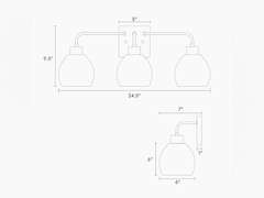 Gold Bathroom Vanity Light 3-Lights Bathroom Light Fixtures Over Mirror with Clear Glass Globe Shade 24.5 inch Modern Gold Wall Sconce Lighting 70