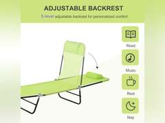 Outsunny Folding Chaise Lounge Chair, Pool Sun Tanning Chair, Outdoor Lounge Chair with Reclining Back, Breathable Mesh Seat, Headrest for Beach, Yard, Patio, Green 65