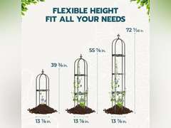 Idzo Trellis for Climbing Plants Outdoor, Garden Trellis Steel, Obelisk Design Hammer Stone Coated, 72 in Upgrade 2025, Vertical Support for Climbing Plants, Decorative for Outdoor & Indoor Use 86