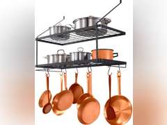 VEVOR Pot Rack Wall Mounted, 30 inch Pot and Pan Hanging Rack, Pot and Pan Hanger with 12 S Hooks, 55 lbs Loading Weight, Ideal for Pans, Utensils, Cookware in Kitchen 41