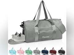 BALEINE Gym Bag for Women and Men, Small Duffel Bag for Sports, Gyms and Weekend Getaway, Waterproof Dufflebag with Shoe and Wet Clothes Compartments, Lightweight Carryon Gymbag (Silver) 19