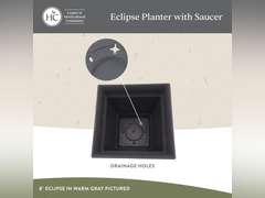 The HC Companies Eclipse Square Plastic Planter w/Attached Saucer - Outdoor & Indoor Plant Pot with Drainage Holes - Lightweight, UV-Resistant Plastic Pots for Plants (12" Slate Blue, Pack of 2) 33