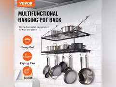 VEVOR Pot Rack Wall Mounted, 30 inch Pot and Pan Hanging Rack, Pot and Pan Hanger with 12 S Hooks, 55 lbs Loading Weight, Ideal for Pans, Utensils, Cookware in Kitchen 41