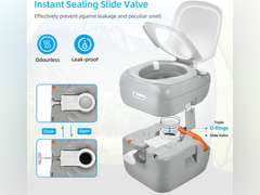 YITAHOME Portable Toilet Camping Porta Potty 5.8 Gallon with Carry Bag and Hand Sprayer, Leak-Proof Indoor Outdoor Toilet with Level Indicator, Handle Pump, for RV Travel, Boat and Trips 160