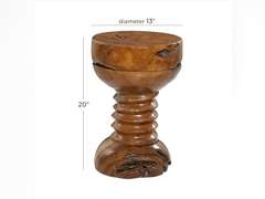 Deco 79 Teak Wood Handmade Side End Accent Table Live Edge End Table with Coiled Base, Side Table 13" x 13" x 20", Brown 106