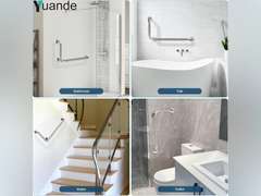 Angled Grab Bar 12x24 Inch, YuanDe Brushed Nickel L-Shaped Shower Grab Bar w/Anti-Slip Knurled Grip, Stainless Steel Bath Balance Bar,Wall Mounted Safety Hand Rail Support for Handicap Elderly(4 Pack) 76