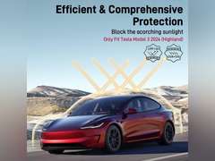 2025 Upgrade for Tesla Model 3 Sunshade No Gaps, No-Sags 2 in 1 Design Sunshade Roof, UV-Protective, Heat-Insulating to Keep Interior Cool, Accessories for Tesla Model 3 2025-2020 (Cream) 50