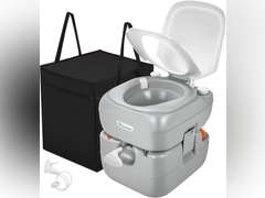 YITAHOME Portable Toilet Camping Porta Potty 5.8 Gallon with Carry Bag and Hand Sprayer, Leak-Proof Indoor Outdoor Toilet with Level Indicator, Handle Pump, for RV Travel, Boat and Trips 160