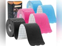 Kinesiology Tape Pro Athletic Sports (3 Rolls,60 Precut Strips) Waterproof Breathable Latex Free Tape for Ankle Wrists Knees Elastic Running Tennis Swimming Football Sports Activities Tapes (Mix) 16