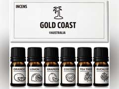 Essential Oils Set Gold Coast Series Set of 6 100% Pure Oils kit - Sweet Orange, Grapefruit, Lemon, Coconut, Tea Tree, Eucalyptus 10ML Suitable for Candle Making Diffuser 7
