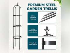 Idzo Trellis for Climbing Plants Outdoor, Garden Trellis Steel, Obelisk Design Hammer Stone Coated, 72 in Upgrade 2025, Vertical Support for Climbing Plants, Decorative for Outdoor & Indoor Use 86