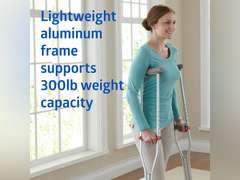 Medline Lightweight Aluminum Red Dot Guardian Crutches, for Patients 4 6 5 2 Tall, Walking Aid for Kids, Adults & Seniors, 300 lbs. Weight Capacity 33