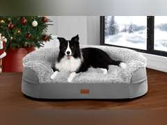 Gimars 3.7in Ultra Thick Orthopedic Dog Beds for Large Dogs,Soft Egg Foam Dog Sofa Bed, 28D Crate Foam Washable Cover, Waterproof Lining Supportive Half-Round for Aging Dogs 41.3x32.6x7.7in 55