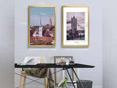 Frametory, 16x24 Frames Display 12x18 Picture with Mat or 16x24 Photo Without Mat, Shatter-Resistant Glass, Pre-Installed Wall Mounting Hardware - Gold 28