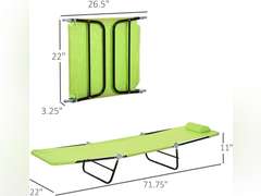 Outsunny Folding Chaise Lounge Chair, Pool Sun Tanning Chair, Outdoor Lounge Chair with Reclining Back, Breathable Mesh Seat, Headrest for Beach, Yard, Patio, Green 65