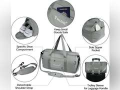 BALEINE Gym Bag for Women and Men, Small Duffel Bag for Sports, Gyms and Weekend Getaway, Waterproof Dufflebag with Shoe and Wet Clothes Compartments, Lightweight Carryon Gymbag (Silver) 19