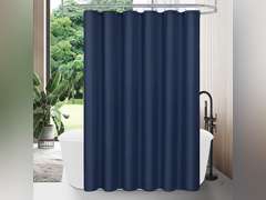 MitoVilla Navy Blue Fabric Shower Curtain Liner, Simple Shower Curtain or Liner for Modern Neutral Hotel Bathroom Decor, Waterproof Cloth & Machine Washable, 12 Plastic Hooks, 72" W x 72" H 18