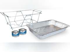 Catering to Go Kit, Folding Rack, Water Pan, 2 Cans 2-Hour Handy Wick Fuel 32