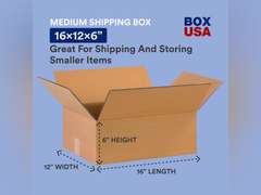 BOX USA B16126 Flat Corrugated Boxes, 16"L x 12"W x 6"H, Kraft (Pack of 25) 39.99