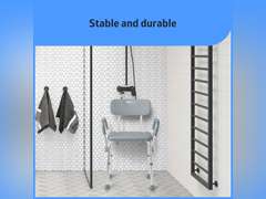 Medline Shower Chair with Back and Padded Arms, Bath Seat with Removable Back, Supports up to 350 lbs, Gray 59